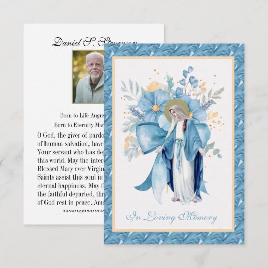 Katholieke begrafenis Memorial Prayer Notitiekaartje (Voorkant / Achterkant)