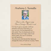 Katholieke begrafenis Memorial Prayer Visitekaartje (Achterkant)