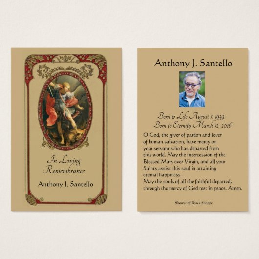 Katholieke begrafenis Memorial Prayer Visitekaartje (Voorkant /achterkant)