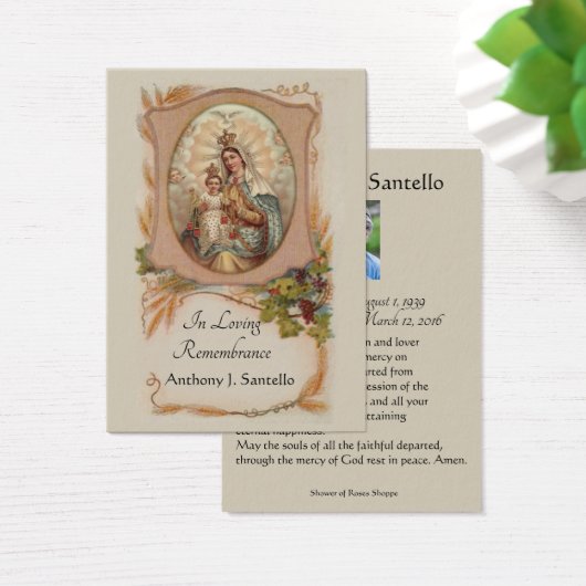 Katholieke begrafenis Memorial Prayer Visitekaartje (Bureau)