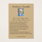 Katholieke begrafenis Memorial Prayer Visitekaartje (Achterkant)