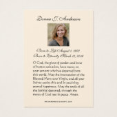 Katholieke begrafenis Memorial Prayer Visitekaartje (Achterkant)