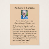 Katholieke begrafenis Memorial Prayer Visitekaartje (Achterkant)