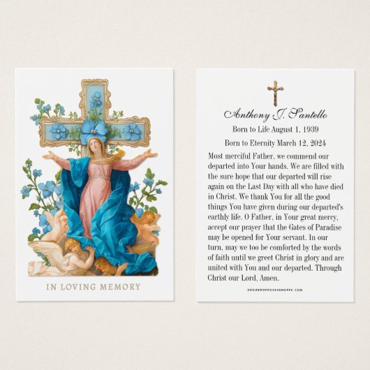 Katholieke begrafenis Memorial Prayer Visitekaartje (Voorkant /achterkant)