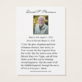 Katholieke begrafenis Memorial Prayer Visitekaartje (Achterkant)