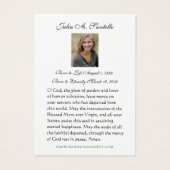 Katholieke begrafenis Memorial Prayer Visitekaartje (Achterkant)