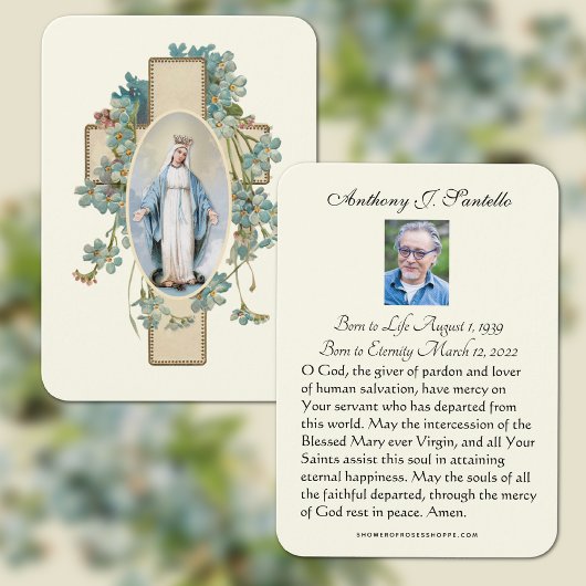 Katholieke begrafenis Memorial Prayer Visitekaartje