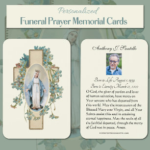 Katholieke begrafenis Memorial Prayer Visitekaartje
