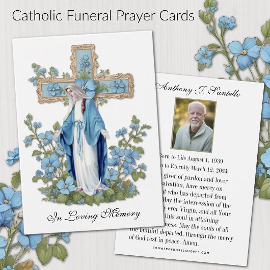 Katholieke begrafenis Memorial Prayer Visitekaartje