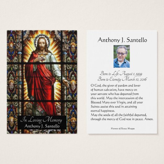 Katholieke begrafenis Memorial Prayer Visitekaartje (Voorkant /achterkant)