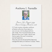 Katholieke begrafenis Memorial Prayer Visitekaartje (Achterkant)