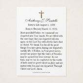 Katholieke begrafenis Memorial Prayer Visitekaartje (Achterkant)