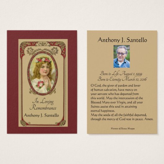 Katholieke begrafenis Memorial Prayer Visitekaartje (Voorkant /achterkant)