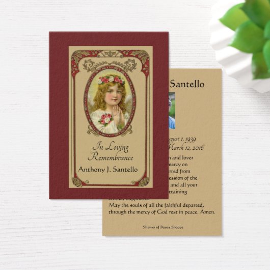 Katholieke begrafenis Memorial Prayer Visitekaartje (Bureau)