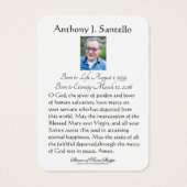 Katholieke begrafenis St. Joseph Prayer Heilige Ka Visitekaartje (Achterkant)