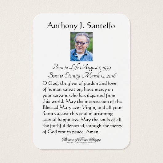 Katholieke begrafenis St. Joseph Prayer Heilige Ka Visitekaartje (Achterkant)