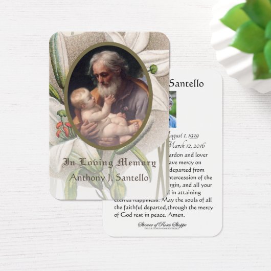 Katholieke begrafenis St. Joseph Prayer Heilige Ka Visitekaartje (Bureau)