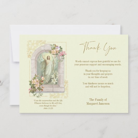 Katholieke Begrafenis Sympathie Jezus Bedankkaart (Voorkant)