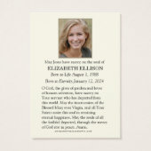 Katholieke begrafenisdienst Eucharistiegebed Kaart (Achterkant)