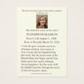 Katholieke begrafenisdienst Jesus Prayer Kaart (Achterkant)