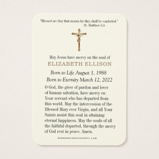 Katholieke begrafenisdienst Sympathy Prayer Kaart (Achterkant)