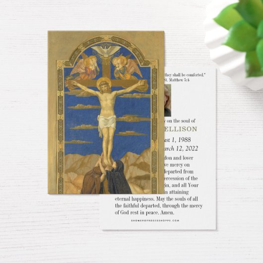Katholieke begrafenisgebed herdenkingskruisiging visitekaartje (Bureau)