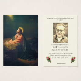 Katholieke begrafenisherdenking Jezus Heilige Kaar Visitekaartje