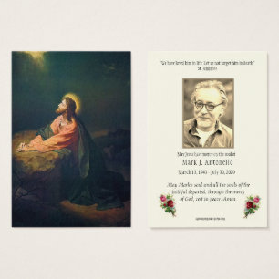 Katholieke begrafenisherdenking Jezus Heilige Kaar Visitekaartje