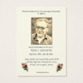 Katholieke begrafenisherdenking Jezus Heilige Kaar Visitekaartje (Achterkant)