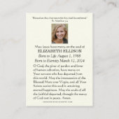 Katholieke begrafenisplechtigheid Mary Blue Plaatskaartje (Achterkant)