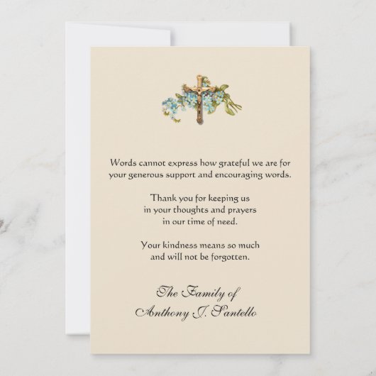 Katholieke begrafenissympathie Heilige Kaart Dank  (Achterkant)