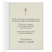 Katholieke begrafenissympathie Heilige Kaart Dank (Binnen (Rechts))