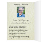 Katholieke begrafenissympathie Heilige Kaart Dank  (Binnen (Links))