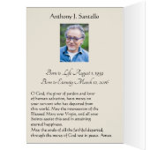 Katholieke begrafenissympathie Heilige Kaart Dank  (Binnen (Links))