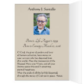 Katholieke begrafenissympathie Heilige Kaart Dank  (Binnen (Links))