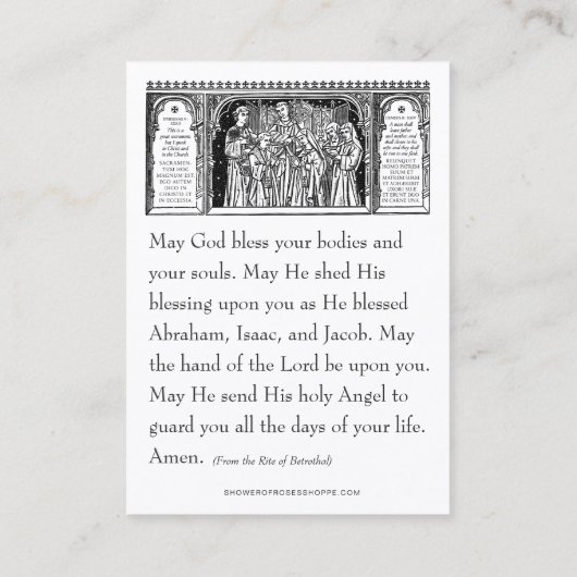 Katholieke Betrothal Prayer Heilige Kaart Visitekaartje (Achterkant)