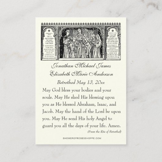 Katholieke Betrothal Prayer Heilige Kaart Visitekaartje (Achterkant)