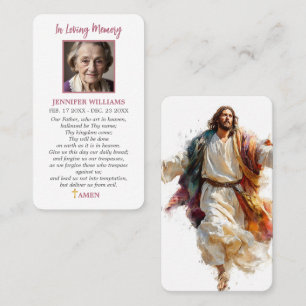 Katholieke bidprent Jesus Het Onze Vader Visitekaartje