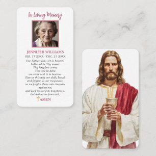 Katholieke bidprent Jezus Ons Vader-gebed Visitekaartje