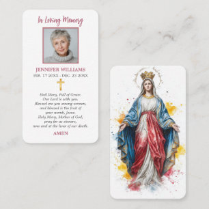 Katholieke bidprent Onze Lieve Vrouw Heilige Moede Visitekaartje