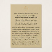 Katholieke bisschop Funeral Memorial Heilige Kaart (Achterkant)