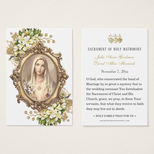 Katholieke Bloemen Bruiloft Gebed Kaart (Voorkant /achterkant)