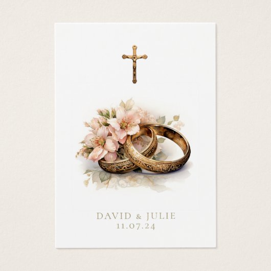 Katholieke Bloemen Bruiloft Gebed Kaart (Voorkant)