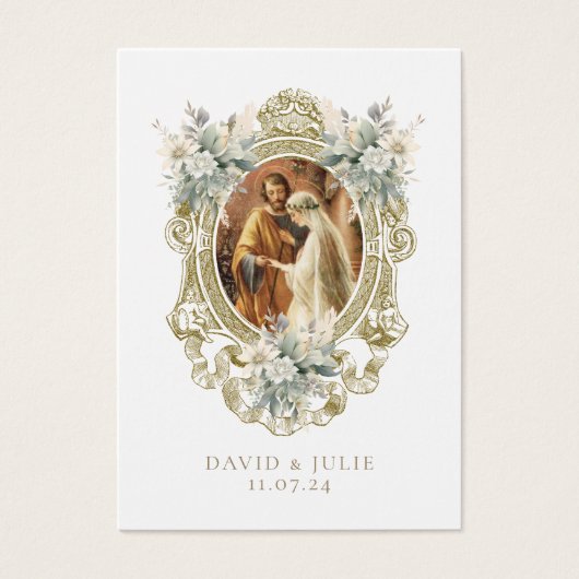 Katholieke Bloemen Bruiloft Gebed Kaart (Voorkant)