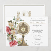 Katholieke Bloemen Communie Eucharistie Meisje Kaart (Voorkant / Achterkant)