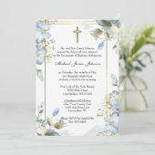 Katholieke Bloemen Doop Baby Schrift Kaart (Staand voorkant)