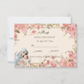 Katholieke Bloemen Gezegende Maria Roze Bloemen RSVP Kaartje (Voorkant)