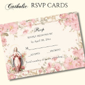 Katholieke Bloemen Gezegende Maria Roze Bloemen RSVP Kaartje