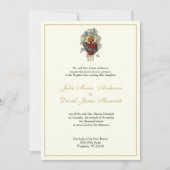 Katholieke Bloemen Ivoor Bruiloft Receptie Combo Kaart (Voorkant)