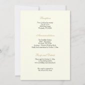 Katholieke Bloemen Ivoor Bruiloft Receptie Combo Kaart (Achterkant)